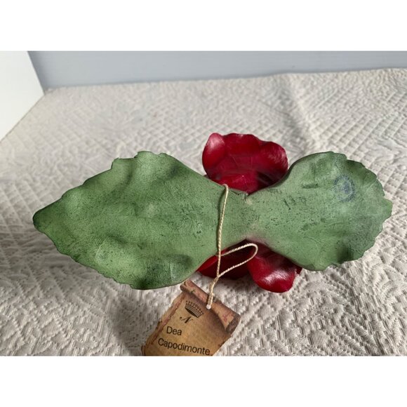 Dea Capodimote Red Rose with Leaves porcelain figure Made in Italy - Picture 5 of 9